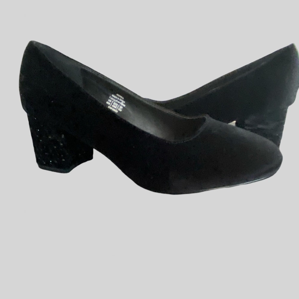 Womens Black Velvet Sparkling Holiday Party Office Block 2" Heels.Sz- 9WW